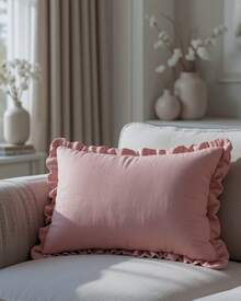 Set Of 2 Luxury Ruffled Cushion Covers 30x50cm For Decoration - Rosa vieja - Ver 2