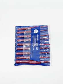 9pcs/Set PVC Handle Crochet Hooks - 2.0mm/2.5mm/3.0mm/3.5mm/4.0mm/4.5mm/5.0mm/5.5mm/6.0mm, Suitable For Beginner DIY Handcraft Knitting Tools - 9 Red-handled Crochet Hooks - View 11