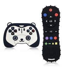 2 piezas Juguete de dentición de silicona con forma de panda de dibujos animados y control remoto para bebés de 6 a 12 meses, juguete sensorial para masticar - Multicolor - Ver 9
