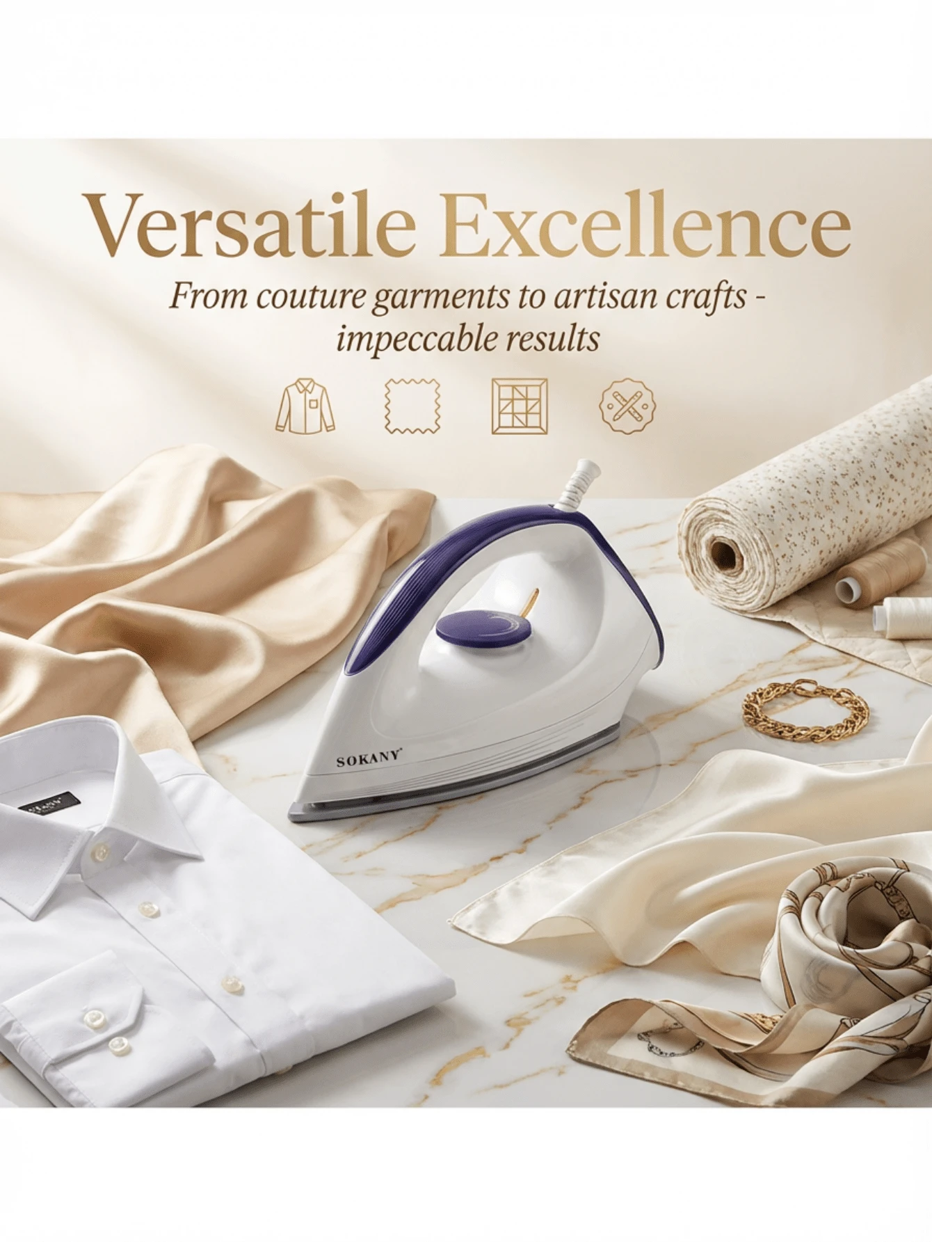 SOKANY Handheld Garment Steamer, Portable Mini Travel Iron With Ceramic Soleplate, Suitable For Various Fabrics, Constant Temperature Ironing, Non-Damaging, Adjustable Temperature Control, Overheat Protection - View 1