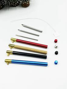 3-In-1 Interchangeable Metal Punch Needle Set, 4 Color Options, Includes 2mm, 2.5mm, 3.5mm Stainless Steel Tips To Meet Various Crafting Needs. Quick-Release Knob Design Allows Easy 3-Second Tip Replacement, Stable And Secure Fixation, Suitable For Coasters, Desktop Decor, 3D Floral Crafts And More Creative Handmade Projects. - 3-head Interchangeable Round-handled Needles - View 1