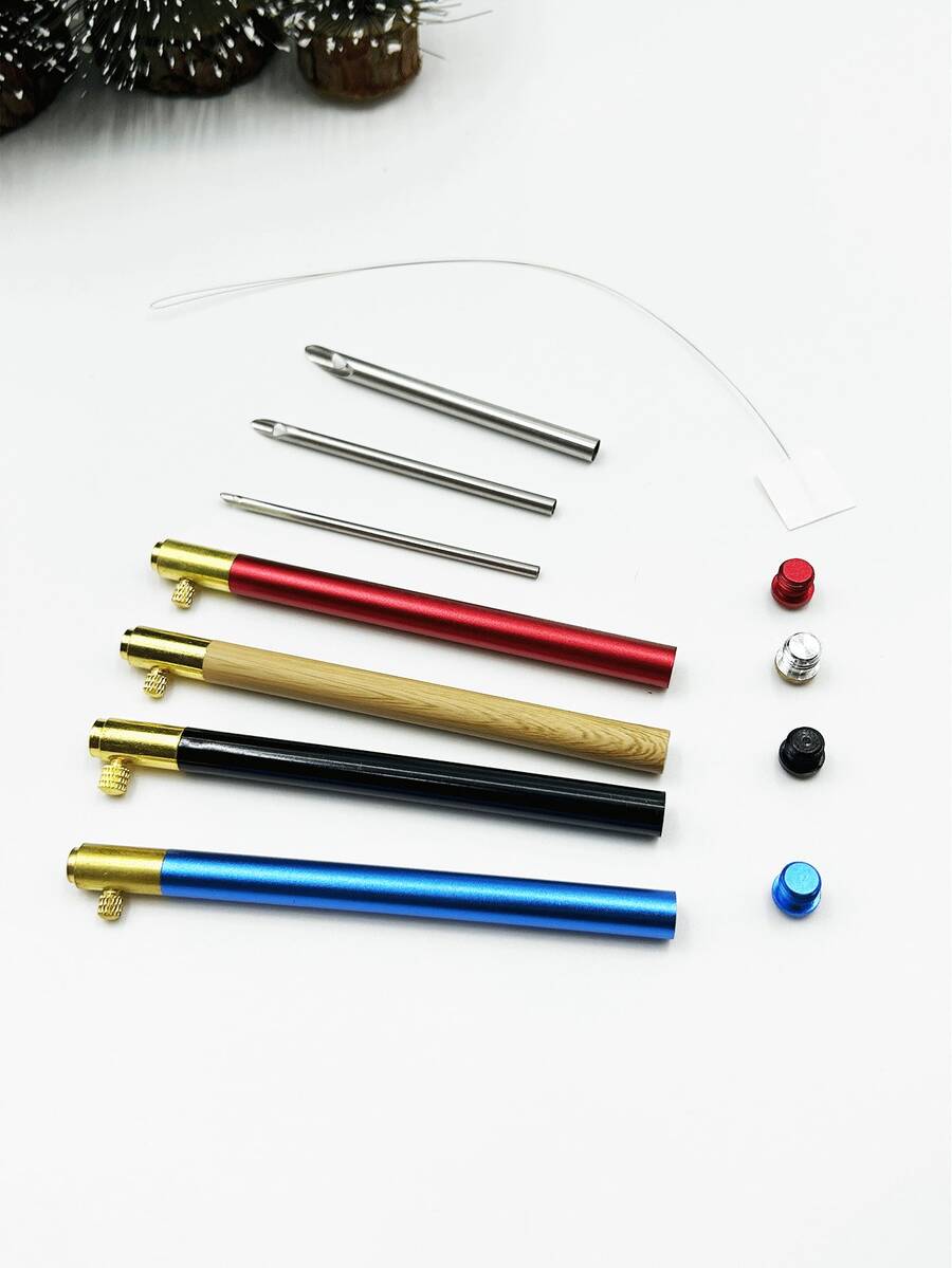 3-In-1 Interchangeable Metal Punch Needle Set, 4 Color Options, Includes 2mm, 2.5mm, 3.5mm Stainless Steel Tips To Meet Various Crafting Needs. Quick-Release Knob Design Allows Easy 3-Second Tip Replacement, Stable And Secure Fixation, Suitable For Coasters, Desktop Decor, 3D Floral Crafts And More Creative Handmade Projects. - 3-head Interchangeable Round-handled Needles - View 1