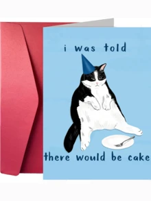 1pc Funny Happy Birthday Card- Innovative Design Greeting Card,Thickened Cards And Thickened Envelopes , Innovatively Designed Card -I Was Told There Would Be Cake - Solid Color Design,Spoof Gifts For Bestie, Brothers, Colleagues, And Friends - Multi-colored Thickened Envelope Greeting Cards - View 6