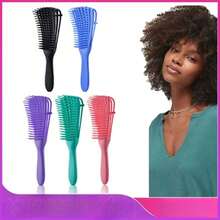 1把梳子 顺发梳 头皮按摩梳 适用于卷发 浓密发质 章鱼头梳 男女沙龙专用 - 彩色 - 查看 3