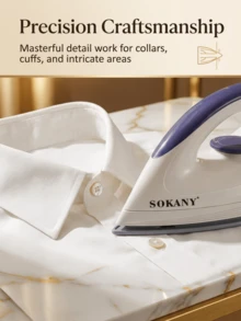 SOKANY 手持式蒸汽熨斗，便携式迷你旅行熨斗，陶瓷底板，适用于多种面料，恒温熨烫，不伤衣物，温度可调，过热保护 - 英規插(220-240V) - 查看 5