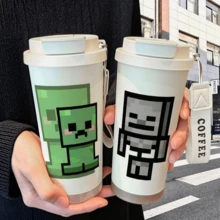 Cốc giữ nhiệt bằng thép không gỉ có ống hút, chủ đề Minecraft, dung tích lớn, thích hợp cho sinh viên. - Nhiều màu - Xem 9