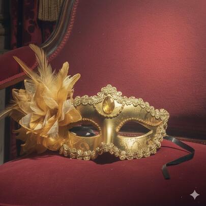 Mysterious Venetian Masquerade Mask For Women, Sexy Side Flower Eye Mask With Glitter For Halloween, Mardi Gras, & Costume Parties