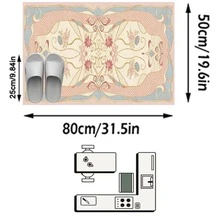 1 pieza Alfombra/Tapete/Felpudo de área suave y lavable con estampado de cinta floral artístico moderno, adecuado para pasillo, baño, cocina, entrada, dormitorio, sala de estar y otros espacios - Multicolor - Ver 15