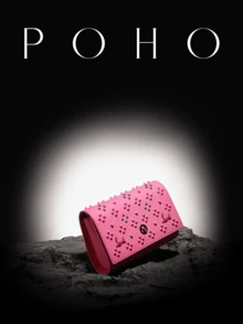POHO Brand Luxury Customized Letter Small Crossbody Chain Bag - V - Rose Red - Màu Hồng Tươi - Xem 4