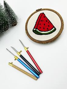 3-In-1 Interchangeable Metal Punch Needle Set, 4 Color Options, Includes 2mm, 2.5mm, 3.5mm Stainless Steel Tips To Meet Various Crafting Needs. Quick-Release Knob Design Allows Easy 3-Second Tip Replacement, Stable And Secure Fixation, Suitable For Coasters, Desktop Decor, 3D Floral Crafts And More Creative Handmade Projects. - 3-head Interchangeable Round-handled Needles - View 8