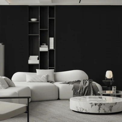 1 Roll Black Self-Adhesive Wallpaper, PVC Removable Waterproof Wall Sticker, Thick Peel And Stick Wallpaper For Home Decor, Suitable For Bedroom, Living Room, Ceiling, Countertop, Cabinet, Furniture Renovation