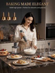 SOKANY Licuadora, Licuadoras, Batidora, Picadora de carne, Juego de batidora de mano 4 en 1, que incluye batidora de varilla multifunción, batidor, picadora y vaso, adecuado para procesar alimentos y mezclar comida para bebés - Ver 2