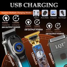 LQT 3pcs Multi-Functional Men's Hair Clipper Kit - Includes Cordless Hair Clippers, Beard Trimmer, Dual-Speed Adjustable Electric Shaver, USB Charging With Multiple Guide Combs. Ideal For Home Haircuts, Everyday Shaving, And Salon Use. A Great Holiday Gift For Fathers, Boyfriends, And Friends. - 彩色 - 查看 5