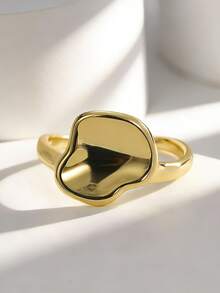 Charm-In Asymmetrical Plated Gold Women's Ring, Versatile Fashion Finger Ring, Gift For Girlfriend, Best Friend, Valentine's Day, Birthday - Gold - View 3