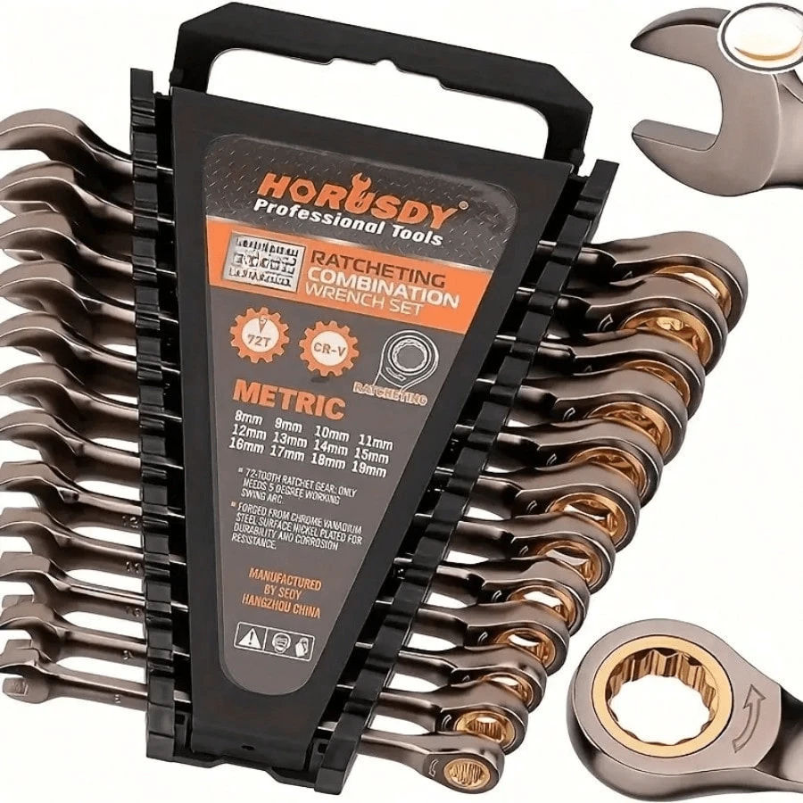 1 件套公制棘轮扳手，819 毫米棘轮组合扳手带收纳盒，72 齿钒钢材质 - 隨機單的尺寸 - 查看 1