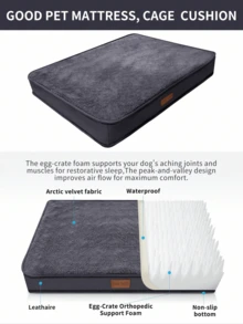 1 pieza Cama de espuma de memoria gris oscuro para mascotas, base antideslizante, funda de cama mullida extraíble y lavable, cama ortopédica impermeable para perros grandes, extra grandes, medianos, pequeños y gatos, se puede usar para jaulas de perro - Gris Oscuro - Ver 9