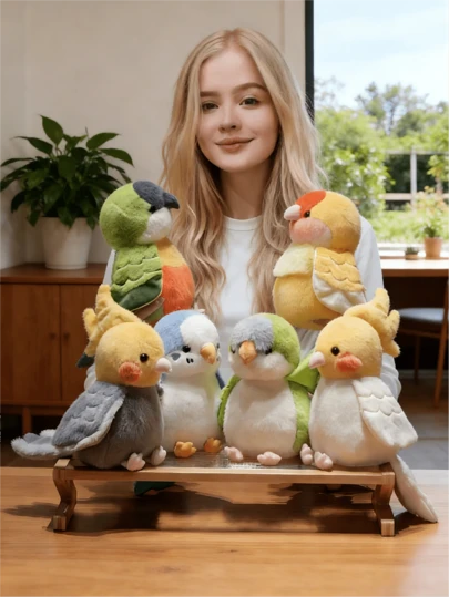 可爱卡通鹦鹉毛绒玩具，柔软可爱，趣味玩偶，精美礼物，亲子互动玩具，节日礼物，复活节鹦鹉
