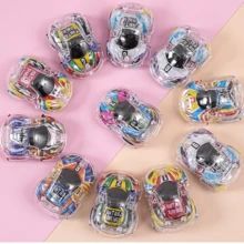Colorful Printed Mini Car Double-Layer Transparent Graffiti Inertial Racing Car Model Toy, Small Gift - Multicolor - View 1