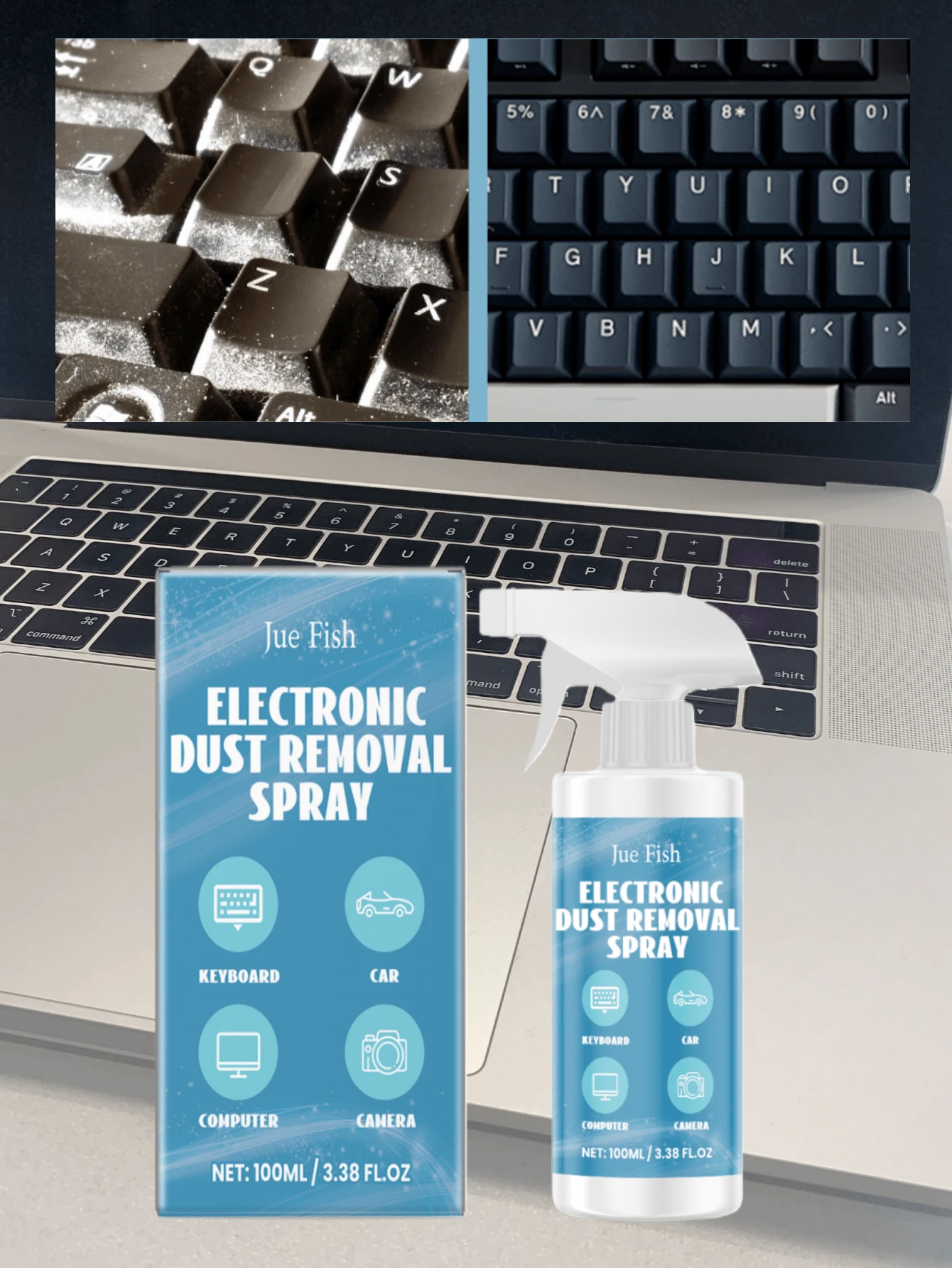 多用途空气除尘喷雾，笔记本电脑键盘清洁剂 - 液體 - 查看 1