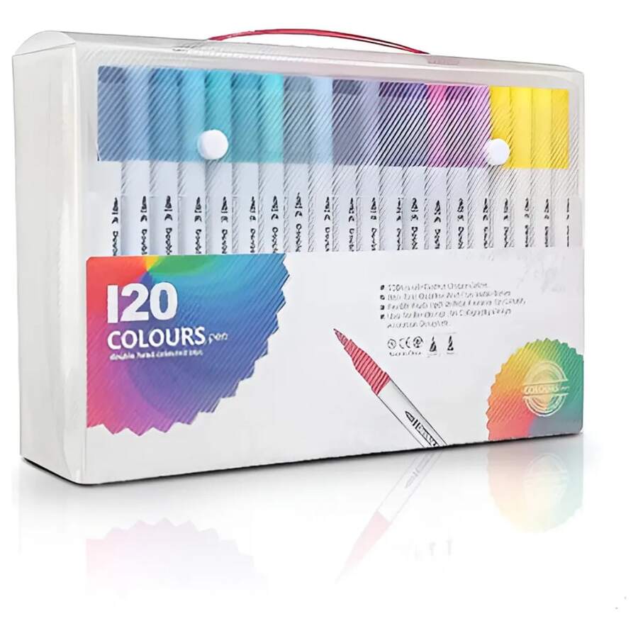 Double-Ended Pen For Lettering And Drawing, 12 To 120 Colors, Brush And Fine Tip. - 每盒120種顏色 - 查看 1