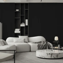 1卷黑色自粘墙纸，PVC材质，可撕贴，加厚防水，易于粘贴和移除，适用于卧室、客厅、天花板、台面、橱柜、家具和家居装修。 - 黑色 - 查看 8