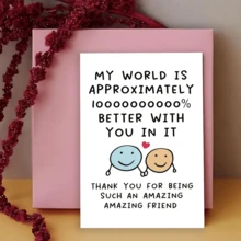 1pc Interesting Birthday/Friendship Card "The World Is More Beautiful With You", Suitable For Gifting To Best Friends, Thank You Gift Card For All Occasions - One Size Fits All - View 3