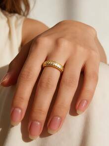 Charm-In Unique Plated Gold Ring, Elegant Snake Bone Design, Delicate Accessory For Daily Wear And Dates, Great Gift For Valentine's Day And Anniversary - Gold - View 2