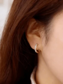 Your New Everyday Staple! Sparkly Gold Huggie Earrings - Gold - View 2