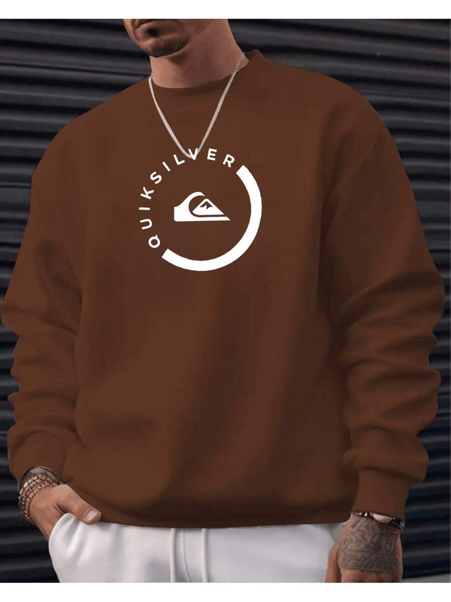 Men's Sweatshirt, Sweater Style, 100% Premium Cotton, Stylish - 鏽棕色 - 查看 1