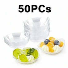 Plato de postre mini, plato de postre de plástico transparente, tazón de aperitivos, plato para tarta de queso, plato para trufas de chocolate, plato para ensalada y fruta - Multicolor - Ver 8