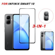 3-In-1 Screen Protector Set For Infinix Smart 10 10 HD 10 Plus Full HD Black Border 9H Tempered Glass Camera Lens Film And Fiber Back Film - 3 In 1 - View 6