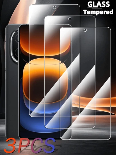 3pcs Ultra-Clear Tempered Glass Screen Protector For Vivo, Anti-Scratch, Anti-Oil, Fingerprint-Proof, Support Fingerprint Unlock, Auto-Adsorption, Bubble-Free - Phone Accessories