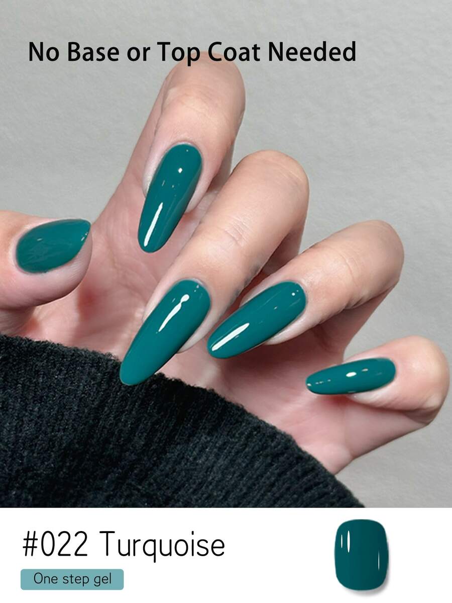 15ml Turquoise 3-In-1 One Step Gel Polish In Sweet & Pure Candy Colors - No Base Or Top Coat Needed, UV/LED Cured, Professional Salon Strength & Flexible, Perfect For Valentine's Day & Salon Nails
