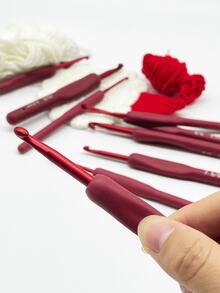 9pcs/Set PVC Handle Crochet Hooks - 2.0mm/2.5mm/3.0mm/3.5mm/4.0mm/4.5mm/5.0mm/5.5mm/6.0mm, Suitable For Beginner DIY Handcraft Knitting Tools - 9 Red-handled Crochet Hooks - View 8