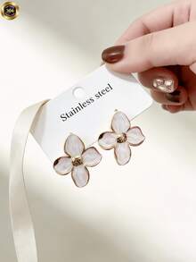 1. 白色花朵垂坠油饰女士耳环 - 奢华高端不锈钢材质，2026新款，简约优雅四季皆宜，时尚有型，防过敏，适合作为生日礼物、约会礼物或舞会配饰。波西米亚度假风不锈钢心形饰品 - 彩色 - 查看 8
