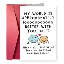 1pc Interesting Birthday/Friendship Card "The World Is More Beautiful With You", Suitable For Gifting To Best Friends, Thank You Gift Card For All Occasions - One Size Fits All - View 2