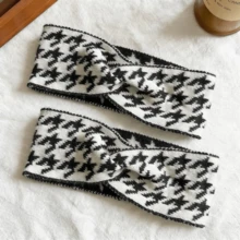 3pcs Women's Black & White Houndstooth Wool Headband, Fashion New Style Cross Wide Knitted Elastic Headband For Autumn/Winter Women Hair Accessories Elegant Hair Band - Multicolor - View 15