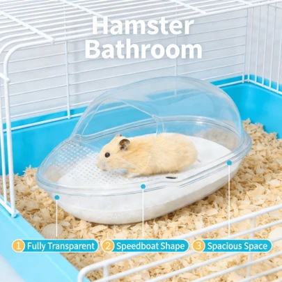 Transparent Hamster Bath Box With Sand Mat - Multifunctional Small Pet Bathroom And Sand Bath Container Suitable For Hamsters, Gerbils