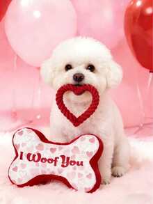 Red Plush Heart & Bone Shaped Pet Toy With Sound, Suitable For Cats & Dogs, Interactive Companion Toy, Valentine's Day Decor & Gift, Ideal For Small Pets - Multicolor - View 12