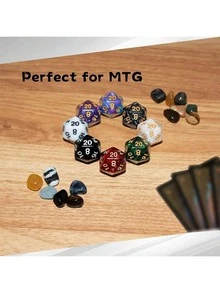 SWAJUJA 56pcs MTG Dice Set (8 Colors) - 48pcs MTG Life Counter Dice + 8pcs D20 Dice, TCG/CCG Card Game Accessories - Multicolor - View 6
