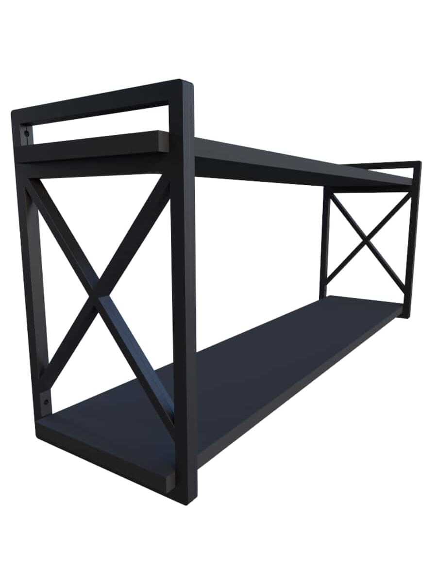 Industrial Style Shelf, Elegant Model, 20x60cm, In Black MDF. - Black - View 1