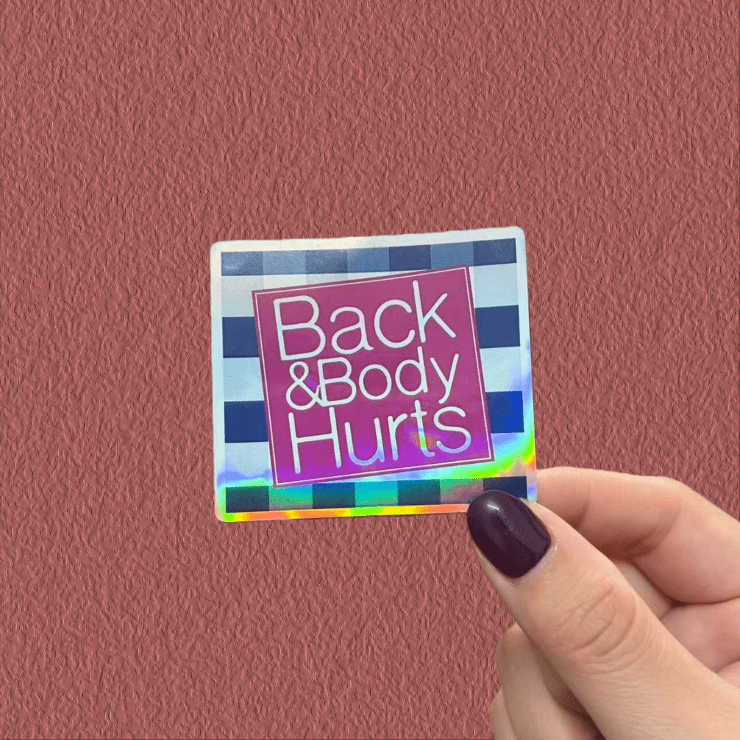 Bộ sticker vui nhộn dành cho "Đau lưng và nhức mỏi cơ thể" - Chất liệu vinyl bền, thích hợp dán lên bình nước, xe hơi, laptop, v.v., cũng phù hợp cho đồ dùng học tập và mùa tựu trường.