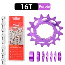 VXM Mountain Road Slope Bike HG Cassette Flywheel Chain Set, Aluminum Alloy 16T/18T Single Speed Bicycle Parts - Multicolor - View 12