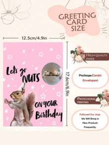 1pc Creative & Funny Birthday Greeting Card - Innovative Design Card With Thick Card And Envelope, Cute Squirrel Theme Card To Light Up Your Birthday! Solid Color Design, Suitable As A Gag Gift For Friends, Siblings, Colleagues And Companions - Multi-colored Thickened Envelope Greeting Cards - View 3