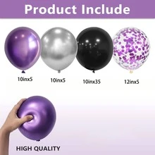 50 piezas de globos metálicos morados y plateados, globos morados y negros de 10 pulgadas con cintas moradas, adecuados para cumpleaños de niña, despedida de soltera, compromiso, ducha nupcial, decoración de fiesta de aniversario de boda - Multicolor - Ver 2