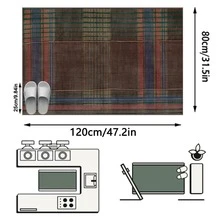 1件装多色几何拼接图案地毯/地垫/浴室垫/门垫/走廊垫，适用于浴室、厨房、玄关、走廊、床边、客厅、卧室，柔软可水洗，家居装饰 - 彩色 - 查看 15