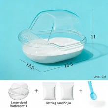 Transparent Hamster Bath Box With Sand Mat - Multifunctional Small Pet Bathroom And Sand Bath Container Suitable For Hamsters, Gerbils - Multicolor - View 5