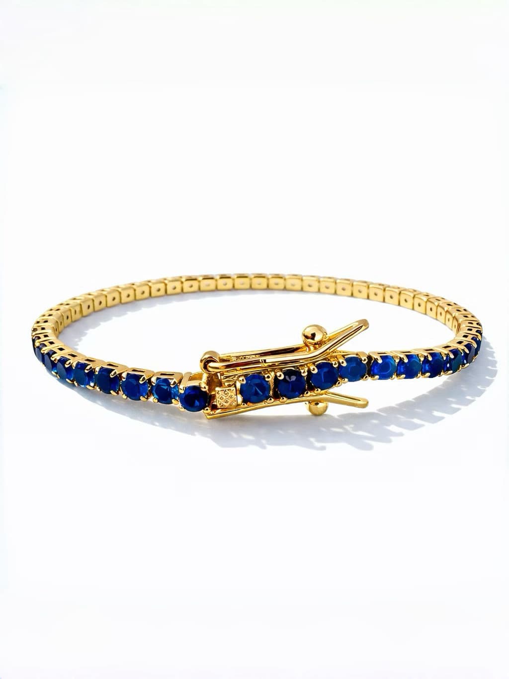 Riviera Luxury Bracelet With Colored Cubic Zirconia | Gold/Silver Plated | Copper Base | Secure Clasp - Women's - 藍色的 - 查看 1