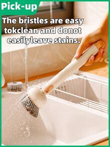 Nova Escova de Limpeza de Panelas e Utensílios Patenteada, com Cabeça de Escova de Cabo Longo Rotativo, Fácil de Limpar Panelas de Cozinha, Copos, Garrafas, Fogões, Pias, Frutas e Vegetais, Limpeza Comercial - Escova rotativa para vasos aprimorada - Visão 3