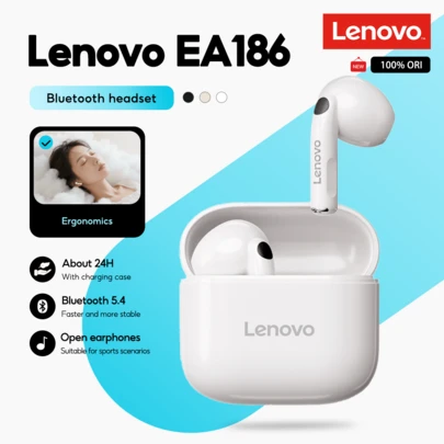  Lenovo EA186 5.4 Outdoor Bluetooth Headphones, 24-Hour Super Long Battery Life, HiFi Sound Quality, IPX5 Waterproof